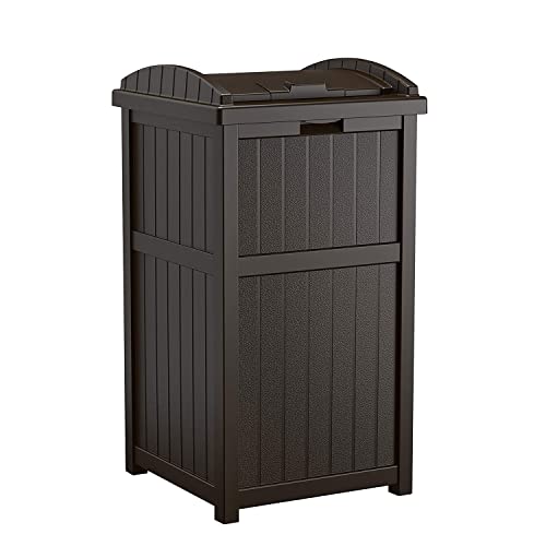 Suncast Trash Hideaway Outdoor Patio 33 Gal Garbage Waste Trash Can Bin (4 Pack) - color: Java Brown, size: 4 Pack