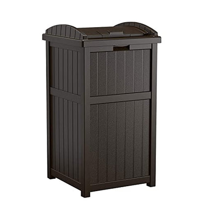 Suncast Trash Hideaway Outdoor Patio 33 Gal Garbage Waste Trash Can Bin (4 Pack) - color: Java Brown, size: 4 Pack