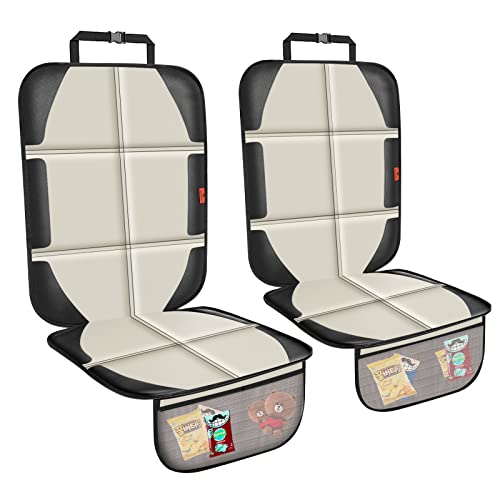 XHYANG Car Seat Protector,2 Pack Car Seat Protectors Baby Carseat Waterproof Durable 600D Fabric for Child Baby Car Seat Mat Vehicle Pet Cover 2 Storage Pockets (2 Pack Beige) - color: 2 Pack Beige