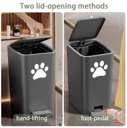 8L/2 Gal Dog Poop Trash Can Outside, Outdoor Dog Wast Trash Container with Step Pedal, Plastic Pet Waste Garbage Can-(Include 90 Waste Bags)-Ideal for Yard,Porch