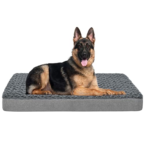 Jumbo Human Dog Bed, Orthopedic Memory Foam Pet Mat, Washable Dog Crate Bed with Cooling Gel, Removable Cover & Waterproof Lining - color: Rose Plush, size: XXX-Large-50"x 34" x 5"