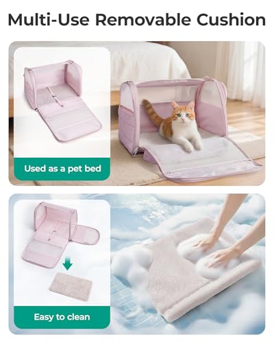 BAGSMART Cat Carrier: Soft-Sided Pet Carrier for Small Medium Cats Dogs Puppy Quilted Collapsible Puffy Travel Bag Up to 20 Lbs Mist Purple - color: Mist Purple, size: 18.1"L x 11.0"W x 11.0"H
