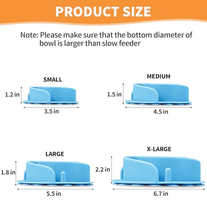 Slow Feeder Dog Bowls Insert, Animire Soft Silicone Slow Eating Dog Food Bowl for Small, Medium and Large Dogs, Compatible with Regular and Elevated Bowls - color: Blue, size: L