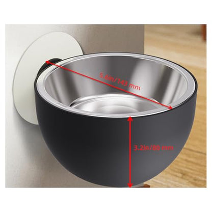 MANON ROSA Hanging Pet Feeding Bowl - Wall-Mounted Angle Adjustable Stainless Steel Food Bowl for Dogs and Cats Anti-Slip Spill-Proof Neck Protection (Black) - color: Black