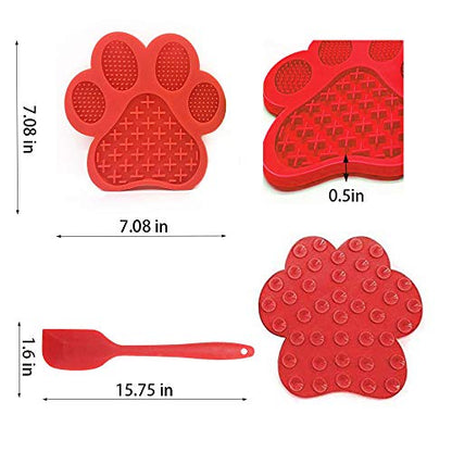 Dog Licking Mat for Anxiety Peanut Butter Slow Feeder Bowls Licking Pad with Strong Suction to Wall for Pet Bathing,Grooming,and Dog Training (Red) - color: Red