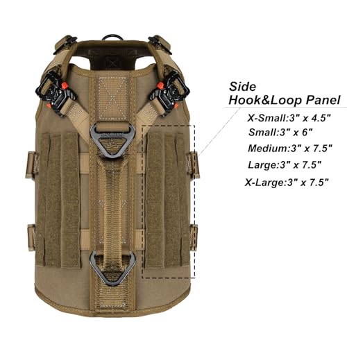 ICEFANG GN3 Tactical Dog Harness with 6X Buckle,Dog Molle Vest with Handle,3/4 Body Coverage,Hook and Loop Panel for ID Patch,No Pulling Front Clip (S (22"-27" Girth), CoyoteBrown) - color: Coyote Brown, size: Small (Pack of 1)