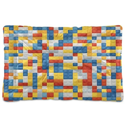 Building Block Pattern Pet Bed Mat for Dogs and Cats, Soft Washable Crate Pad with Non-Slip Bottom, Cozy Bed Cushion for Small Medium Large Pets, 18x24 Inch - size: Small