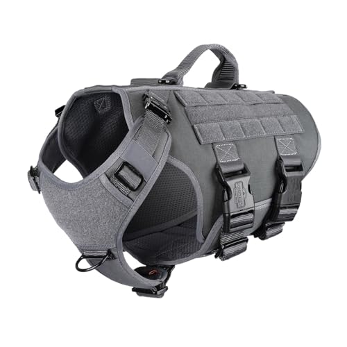 ICEFANG GN3 Tactical Dog Harness with 6X Buckle,Dog Molle Vest with Handle,3/4 Body Coverage,Hook and Loop Panel for ID Patch,No Pulling Front Clip (M (25"-31" Girth), Wolf Gray) - color: Wolf Gray, size: Medium (Pack of 1)