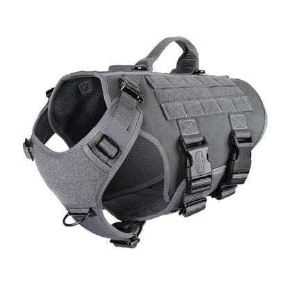 ICEFANG GN3 Tactical Dog Harness with 6X Buckle,Dog Molle Vest with Handle,3/4 Body Coverage,Hook and Loop Panel for ID Patch,No Pulling Front Clip (M (25"-31" Girth), Wolf Gray) - color: Wolf Gray, size: Medium (Pack of 1)