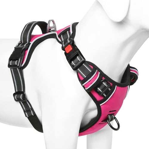 Timos No Pull Dog Harness, No Choke Front Lead Dog Reflective Harness, Adjustable Soft Padded Pet Vest with Easy Control Handle for Small Medium Large Dogs, S - color: Lock-Rosy, size: Small (Pack of 1)