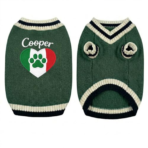 Custom Embroidered Flag Mexico Dog Sweater, Personalized Knit Pet Clothes, Number with Name Graphic Pullover Apparel, Winter Warm Soft Puppy Cats, Gift for Pet Lovers Gift#3 - color: Gift#3