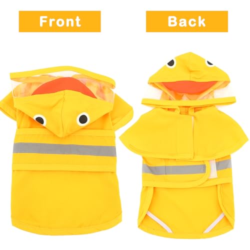 Zunea Waterproof Dog Raincoat with Hood for Small Dogs Reflective Puppy Rain Jacket Clothes with Leash Hole Funny Duck Pattern Pet Dog Poncho Slicker Costumes Chihuahua Doggie Rainwear Yellow M - color: yellow, size: M