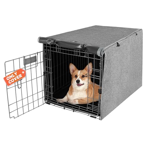 X-ZONE PET Double Door Dog Crate Cover - Polyester Pet Kennel Cover Fits 30 inches Wire Crate Grey - color: Grey, size: 30.0"L x 19.0"W x 21.0"H