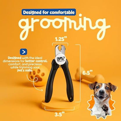 Be Best Pets Pet Nail Clippers for Dogs & Cats - Professional Nail Trimmer with Safety Guard & Sharp Stainless-Steel Blades - Non-Slip Handle Pet Grooming Clippers for All Breeds - Nail File Included
