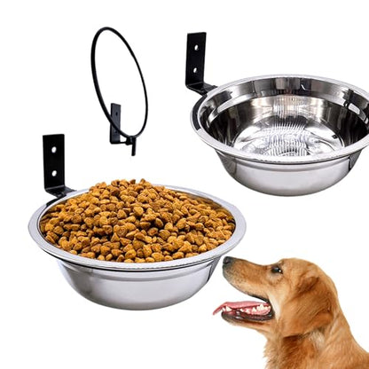 Wall Mounted Dog Bowls-2 * 46 Oz, 304 Stainless-Steel Raised Adjustable Height Dog Food and Water Bowls, Elevated Pet Comfort Feeding Bowl for Medium Large Dogs Cats - size: 5.8 cups(46OZ)