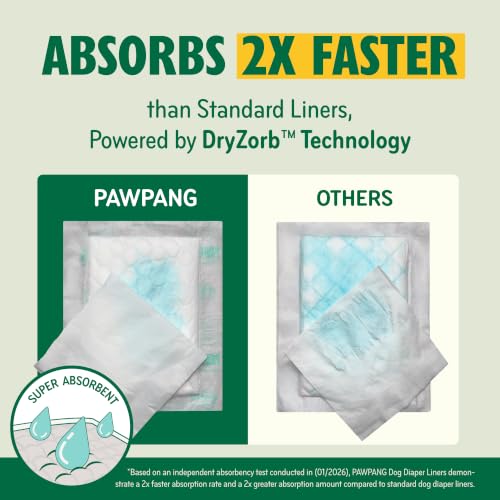 PAWPANG Dog Diaper Liners, Booster Pads for Male & Female Dogs, 55ct, XL | Helps Reduce Laundry - color: Standard Pack, size: X-Large (55 Pads)