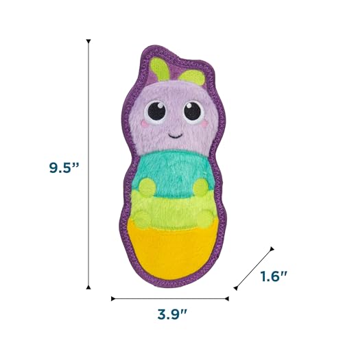Outward Hound Tough Skinz Dog Toy, Durable Plush with 2X Lining, No Stuffing, Jumbo Squeaker, Caterpillar, 9.5" - color: Caterpillar Multi, size: Medium