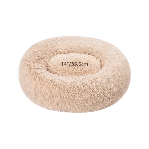 Amazon Basics Washable Donut Pet Bolster Faux Fur Bed with Removable Cover, Anti-Slip Bottom for Dog, Beige, 23" x 23" - color: Beige, size: 23" x 23"