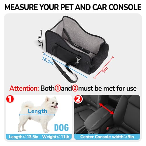 Center Console Dog Car Seat,Pet Puppy Middle Console Dog Car Seat for Small Dogs (Black, Small) - color: Black, size: Small