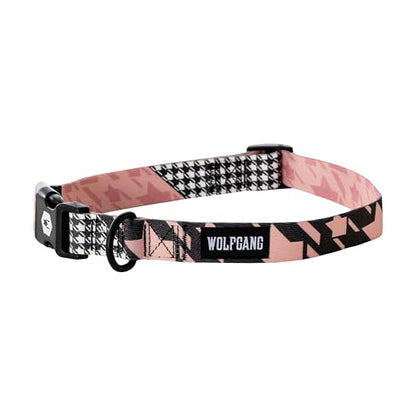 Wolfgang Heavy Duty, Adjustable Dog Collar with Quick Release Nylon Buckle for Walking & Training, HoundsPink Print, Small - color: HoundsPink Print, size: Small (5/8 Inch x 8-12 Inch)
