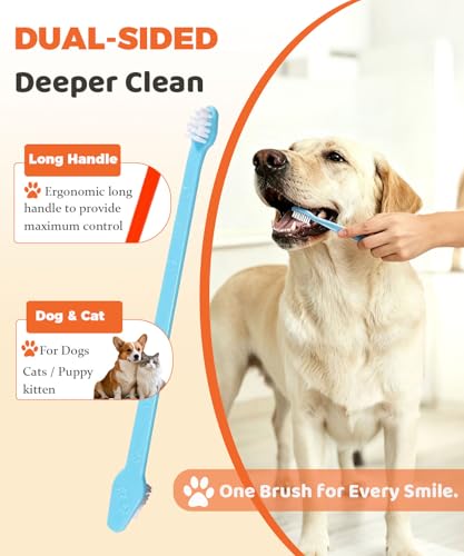 20Pcs Double Headed Pet Toothbrush for Dogs & Cats - 10 Colors x 2 Pack Long Handle Dog Cat Dental Brushes with Soft Bristles - Bulk Value Pack for Multi-Pet Homes and Travel - color: 20pack