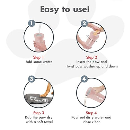 Dexas MudBuster Large Dog Paw Cleaner, Blush, Fits 2.5"-3.5" Wide Paws, Gentle Silicone Bristles for Quick, Easy Cleaning - color: Blush, size: Large without Lid