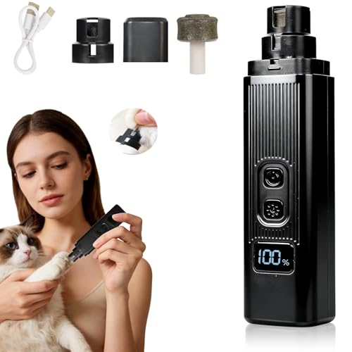 2026 New Cat Nail Trimmer - 2 Adjustable Speeds, 360° Grinding, Ultra Quiet Under 40dB, Safe Powerful Pet Nail Grooming Tool for All Cats & Dogs (Black) - color: Black