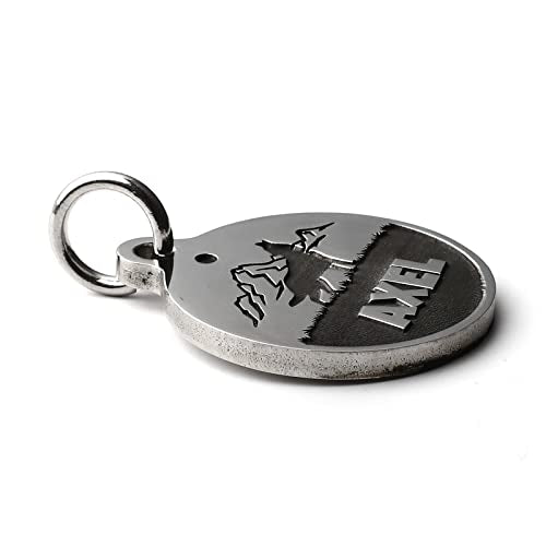 Deep Engraved Dog ID Tag Stainless Steel Personalized Customized Unique Pet ID Card Wolf Round (Large) - size: Wolf L