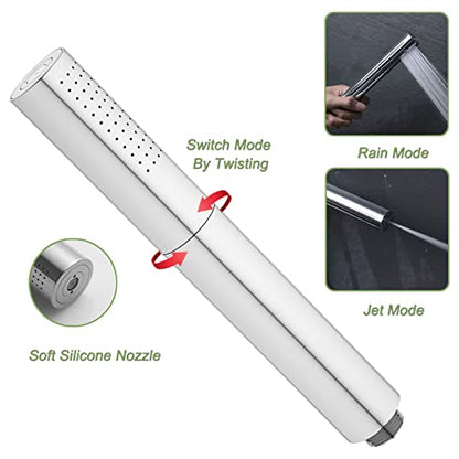 Chrome Handheld Shower Head Brass 2 Function High Pressure Hand Shower Wand 7 Inch High Flow Hand Held Shower Head Sprayer with 59 Inch Hose and Bracket - color: Chrome