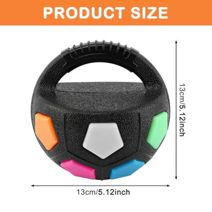 Dog Calming Ball with Handle, Interactive Football Shape Dogs Toy, Squeaky, The Mellow Dogs Strong Rubber Floating Ball for Water Play, Training, Outdoor Games(Color:Black) - color: Black