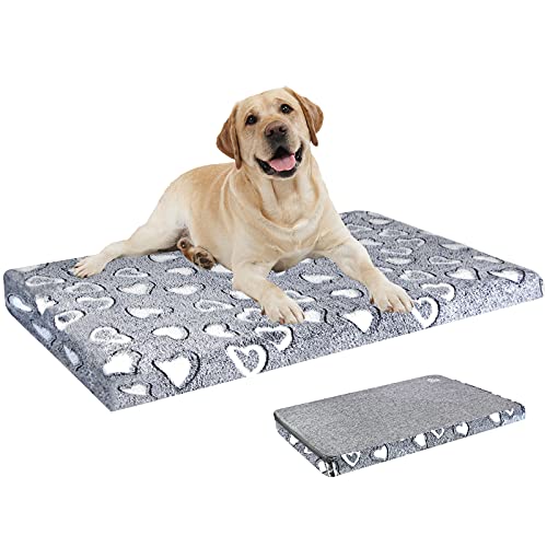 VANKEAN Stylish Dog Bed for Crate - Reversible Cool & Warm, Waterproof Inner, Firm Support, Machine Washable, XXL to Small, Grey - size: XL(42 x 28 x 3")