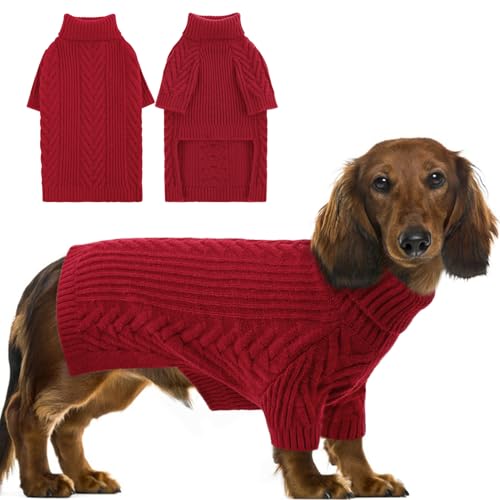 Large Dog Sweaters, Pet Sweaters for Large Dogs, Pets Sweatshirt Apparel Turtleneck Pullover Winter Pitbull, Samoyed (Red, L) - color: Red1, size: Large