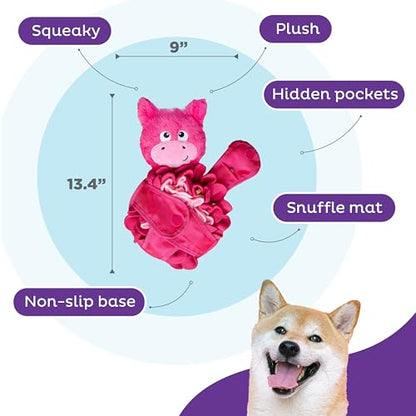Outward Hound by Nina Ottosson Snuffle Palz Plush Snuffle Mat Dog Treat Puzzle, Non-Slip, Pink, Pig, Large - color: Snuffle Palz Pig