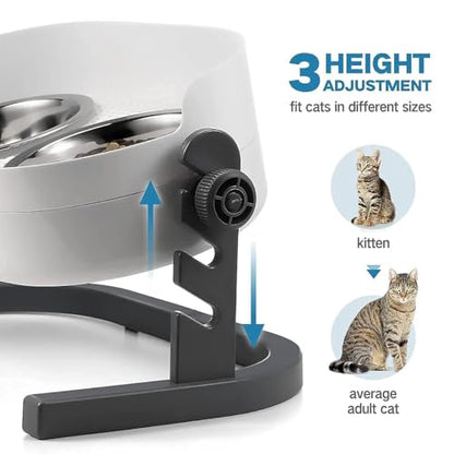 All for Paws Height Adjustable Cat Elevated Bowls Stainless Steel Dog Food Water Bowls, Height Adjustable Cat Feeder Mess Proof Pet Feeding Bowls for Small to Large Size Cats - size: Medium