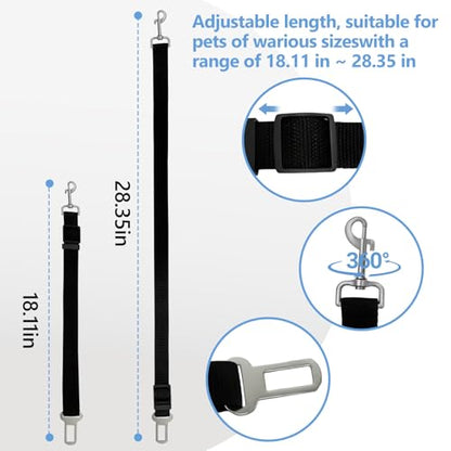 Adjustable Length Pet Car Seat Belt for Dogs, Cats, and Other Pets (Black) - color: BLACK