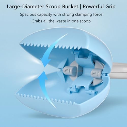 Pooper Scooper with Long Handle 28”, Heavy Duty & Foldable, No Touch Waste Pickup Tool for Large Medium Small Dogs,Portable for Lawn Grass Dirt Gravel, Includes 1 Rolls Waste Bags (Blue-Large) - color: Blue-Large