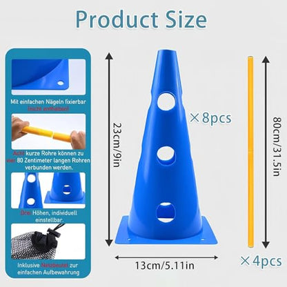 Dog Agility Exercise Course, Hurdle Cones Obstacle Training Equipment with Adjustable Poles, Compact Backyard Set for Pet Fitness, Outdoor Play Use