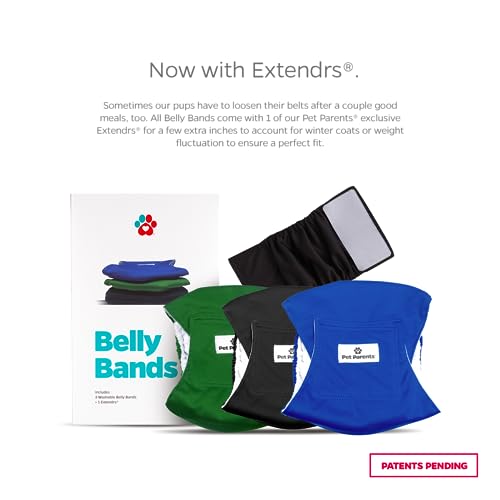Pet Parents® Washable Belly Bands for Male Dogs (3pack) + Extendrs® of Durable Dog Diapers Male, Premium Male Dog Diapers & Dog Wraps (Small, Gentlemen) - color: Gentlemen, size: Small (13-16")