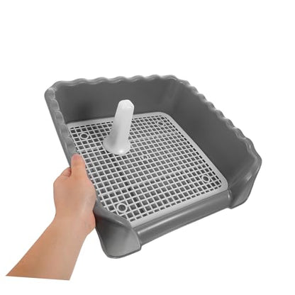 Indoor Dog Toilet with Induction Column Medium Dog Potty Training Tray with Mesh Grid for Easy Cleaning for Home Balcony Use