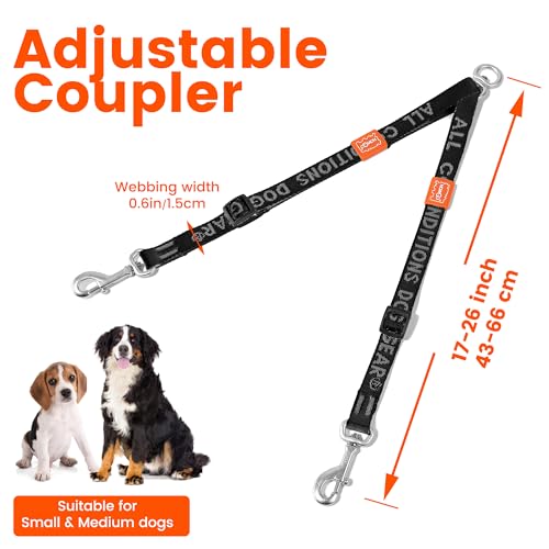 HOWGO Double Dog Leash,Tangle-Free 360 Swivel(Green, Pro S-M Splitter) | Individually Adjustable Length, Coupler Leads 2 Dogs,Aviation Aluminum Hooks,Durable Nylon,No-Tangle Walking,All Breeds - color: Green, size: Pro S/M
