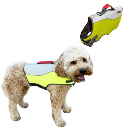 Water Float Dog Flotation Life Jacket Vest, Swimming Float Aid with Safety Handle, Adjustable Comfortable Durable Preserver High Buoyancy Coat (Green, XX-Small) - color: Green, size: XX-Small