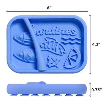 Awoo Sardina - Silicone Lick Mat + Slow Feeder for Cats & Small Dogs - Non-Slip Design with Suction Cups - Dishwasher Safe Pet Dish - Extends Mealtime and Reduces Anxiety - for Wet & Dry Food (Cobalt) - color: Cobalt