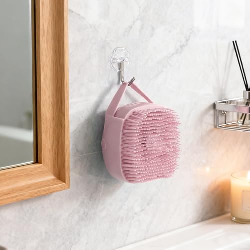 Silicone Dog Bath Brush – Dog Grooming Shampoo Scrubber with Soap Dispenser, Perfect for Shedding, Bathing, and Grooming, Ideal for Short and Long-Haired Dogs, Pink - color: pink