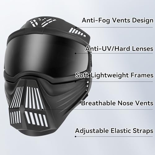 Namsan Large Dog Goggles with Basket Muzzle, Breathable, Full Face Protective, Dog Sunglasses with Mouth Cover for Medium to Large Dogs, Adjustable, Black - color: (Full-Face)Black