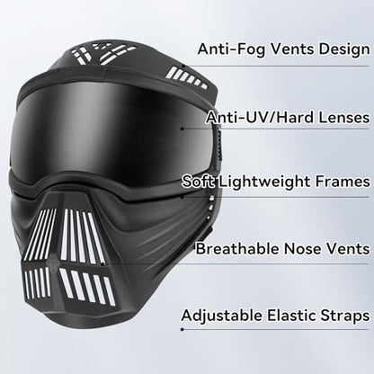 Namsan Large Dog Goggles with Basket Muzzle, Breathable, Full Face Protective, Dog Sunglasses with Mouth Cover for Medium to Large Dogs, Adjustable, Black - color: (Full-Face)Black