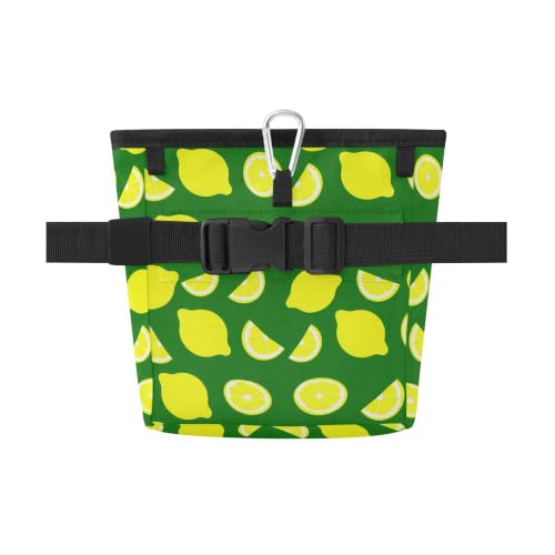 Lemon Water-Resistant Dog Treat Pouch, 3 Ways to Wear Treat Bag with Magnetic Closure & Reflective Strip, Hands-Free for Pet Training, Walking