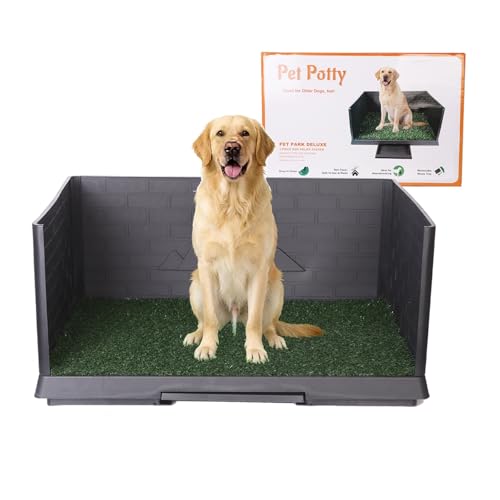 Large Dog Grass Pad with Tray, Reusable Potty Training Pad with Pee Baffle, Indoor & Outdoor 30" 20" Artificial Grass Patch for Small&Medium&Big Dogs