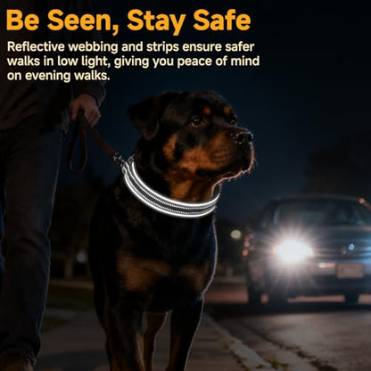 Mayerzon Martingale No Pull Collar for Medium Large Dogs, Walking Training Collar for Dogs German Shepherd Boxer Rottweiler That Pull, Reflective, with 360° Swivel Ring and Release Buckle(L, Black) - size: Large,2.5mm,17.25"-18.5"Neck