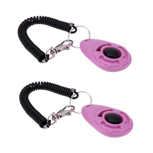 2Pcs Pink Dog Clicker for Training Easy to Use with Button Dog Training Accessories Strong and Long-Lasting, Training and Behavior Aids