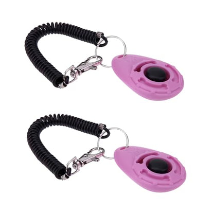 2Pcs Pink Dog Clicker for Training Easy to Use with Button Dog Training Accessories Strong and Long-Lasting, Training and Behavior Aids